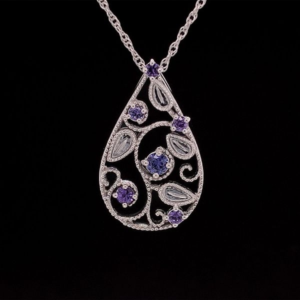 Rare Purple Yogo Sapphire Filigree White Gold Pendant Geralds Jewelry Oak Harbor, WA