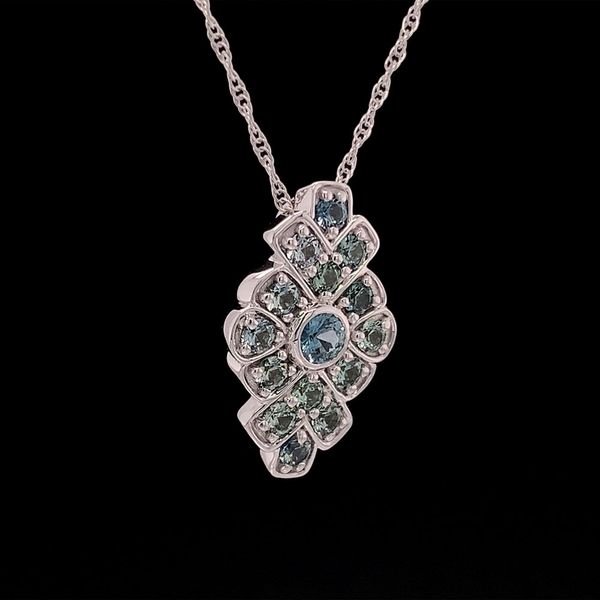 Montana Sapphire Vintage Style White Gold Pendant Image 2 Geralds Jewelry Oak Harbor, WA