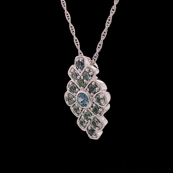 Montana Sapphire Vintage Style White Gold Pendant Image 3 Geralds Jewelry Oak Harbor, WA