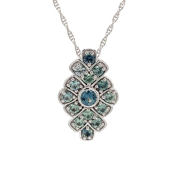 Montana Sapphire Vintage Style White Gold Pendant Image 4 Geralds Jewelry Oak Harbor, WA
