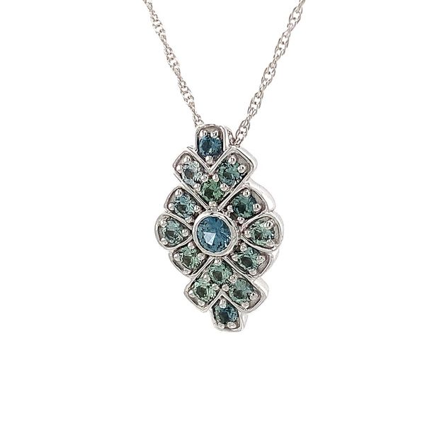 Montana Sapphire Vintage Style White Gold Pendant Image 5 Geralds Jewelry Oak Harbor, WA