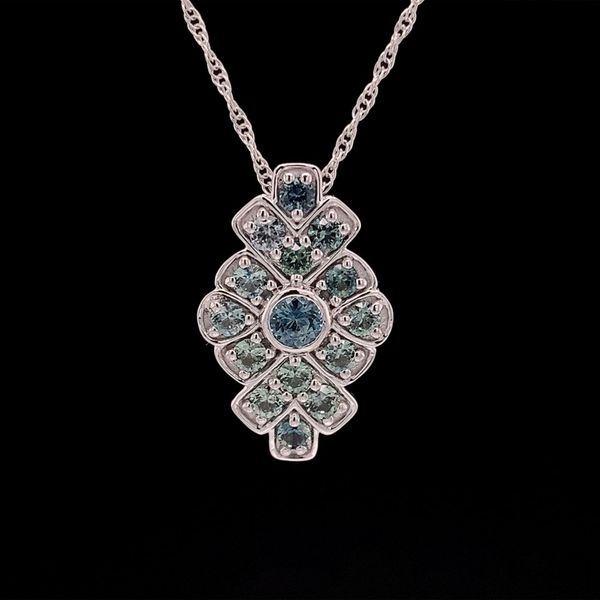 Montana Sapphire Vintage Style White Gold Pendant Geralds Jewelry Oak Harbor, WA