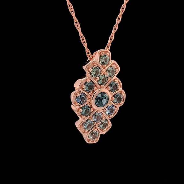 Montana Sapphire Vintage Style Rose Gold Pendant Image 2 Geralds Jewelry Oak Harbor, WA