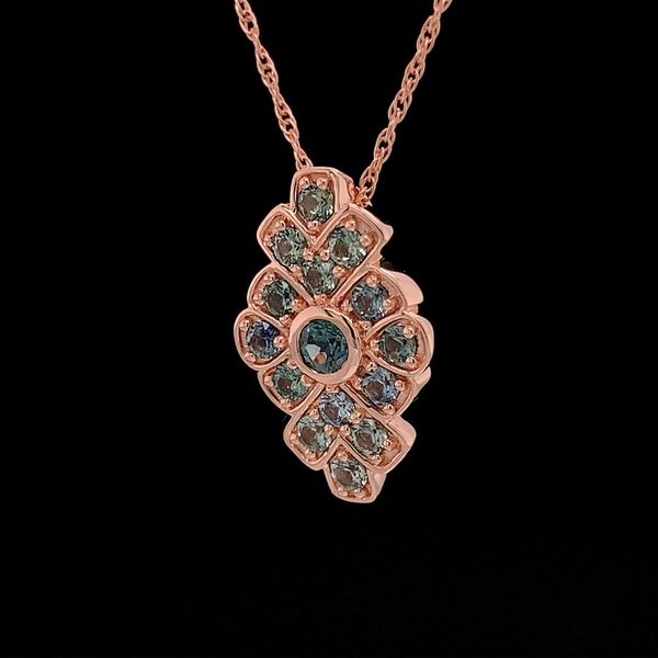 Montana Sapphire Vintage Style Rose Gold Pendant Image 3 Geralds Jewelry Oak Harbor, WA