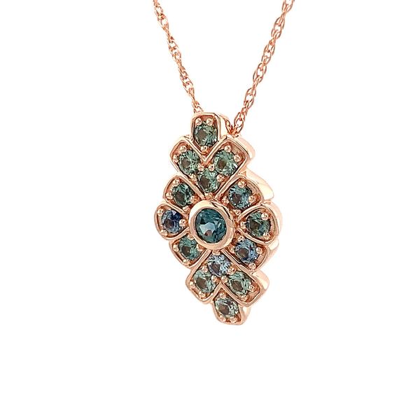 Montana Sapphire Vintage Style Rose Gold Pendant Image 5 Geralds Jewelry Oak Harbor, WA
