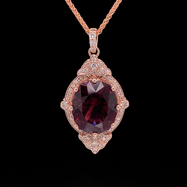 Custom Rhodolite Garnet And Diamond Vintage Inspired Pendant Geralds Jewelry Oak Harbor, WA