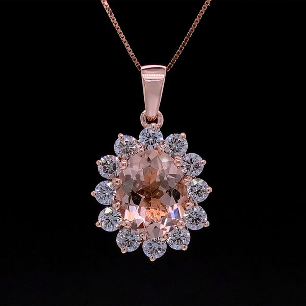 Oval Morganite And Diamond Halo Pendant Geralds Jewelry Oak Harbor, WA