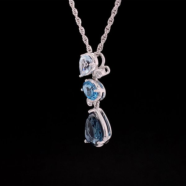 Freeform Blue Topaz And Diamond Pendant Image 2 Geralds Jewelry Oak Harbor, WA