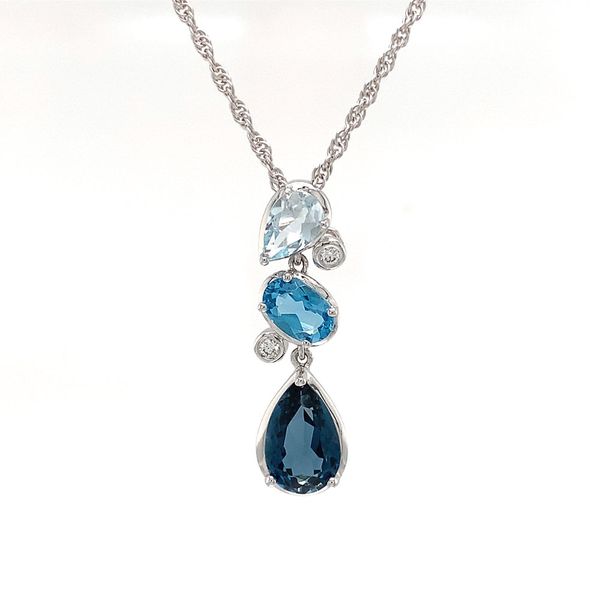 Freeform Blue Topaz And Diamond Pendant Image 4 Geralds Jewelry Oak Harbor, WA