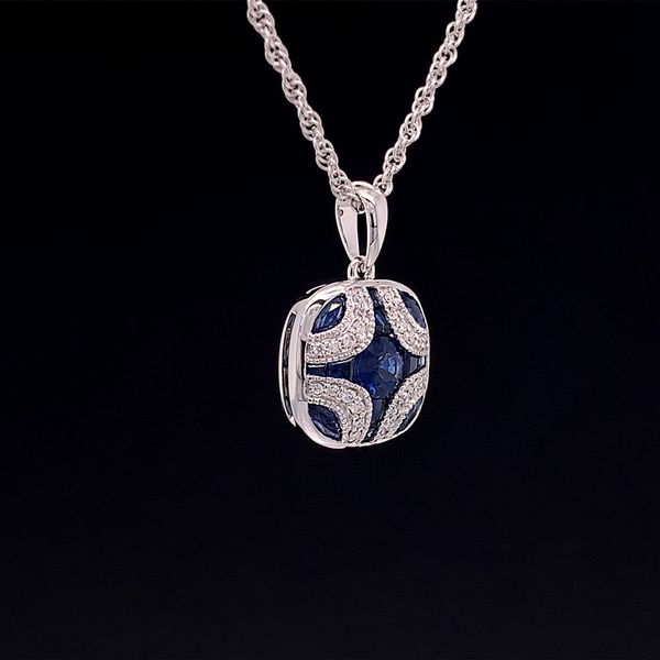 Vintage Style Sapphire And Diamond Pendant Image 2 Geralds Jewelry Oak Harbor, WA