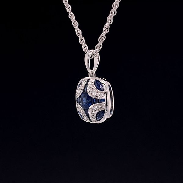 Vintage Style Sapphire And Diamond Pendant Image 3 Geralds Jewelry Oak Harbor, WA