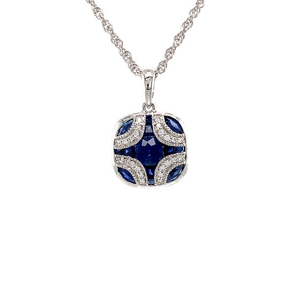 Vintage Style Sapphire And Diamond Pendant Image 4 Geralds Jewelry Oak Harbor, WA