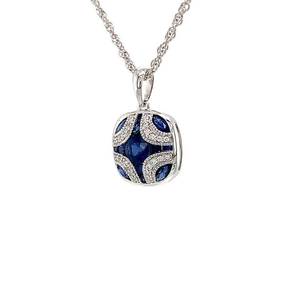 Vintage Style Sapphire And Diamond Pendant Image 5 Geralds Jewelry Oak Harbor, WA