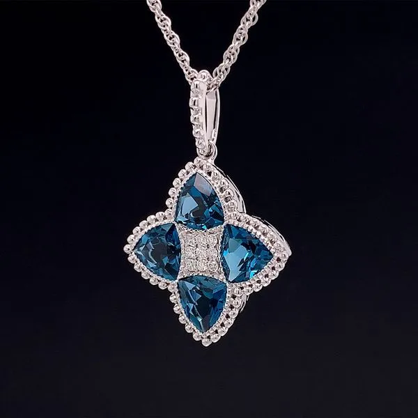London Blue Topaz And Diamond Pendant Image 2 Geralds Jewelry Oak Harbor, WA