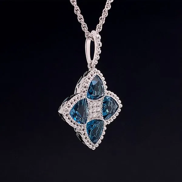 London Blue Topaz And Diamond Pendant Image 3 Geralds Jewelry Oak Harbor, WA