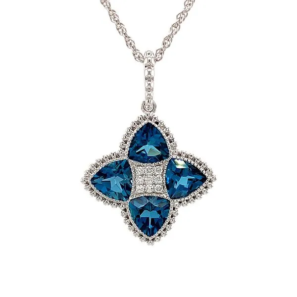 London Blue Topaz And Diamond Pendant Image 4 Geralds Jewelry Oak Harbor, WA