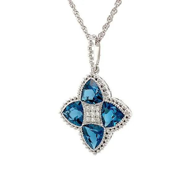 London Blue Topaz And Diamond Pendant Image 5 Geralds Jewelry Oak Harbor, WA