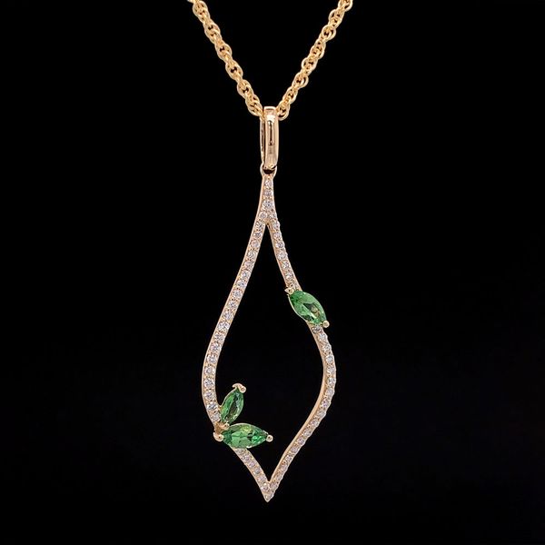Yellow Gold Tsavorite Garnet And Diamond Pendant Image 2 Geralds Jewelry Oak Harbor, WA