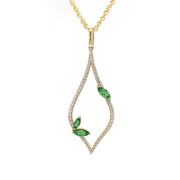 Yellow Gold Tsavorite Garnet And Diamond Pendant Image 4 Geralds Jewelry Oak Harbor, WA