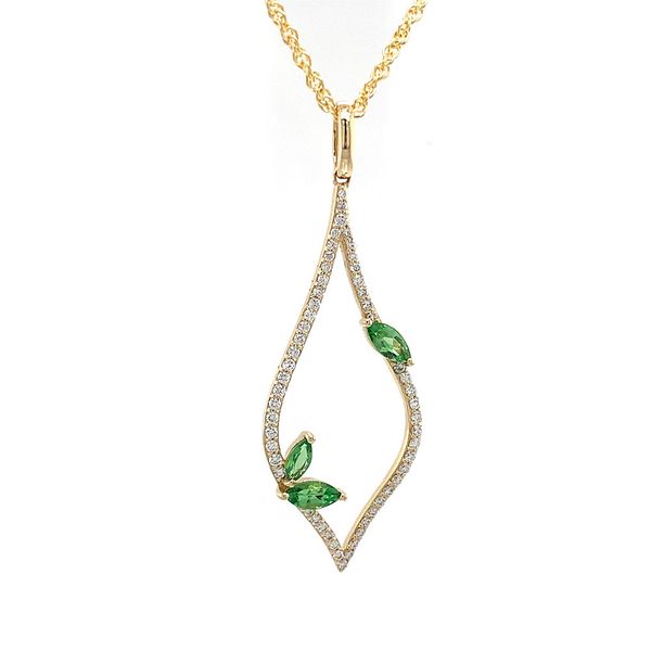 Yellow Gold Tsavorite Garnet And Diamond Pendant Image 5 Geralds Jewelry Oak Harbor, WA