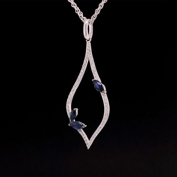 Sapphire And Diamond Teardrop Pendant Image 2 Geralds Jewelry Oak Harbor, WA