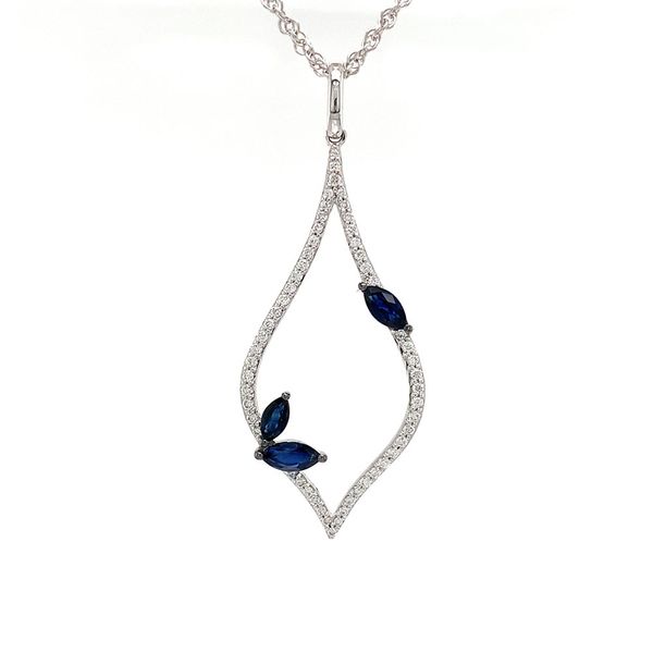 Sapphire And Diamond Teardrop Pendant Image 4 Geralds Jewelry Oak Harbor, WA