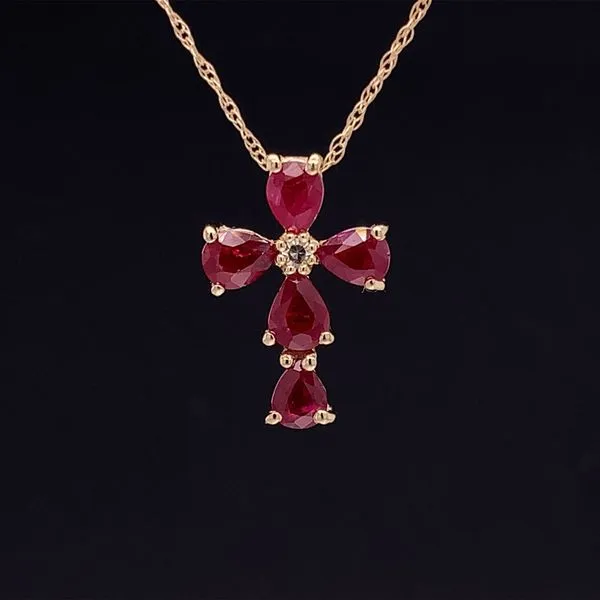 Petite Ruby And Diamond Cross Pendant Geralds Jewelry Oak Harbor, WA