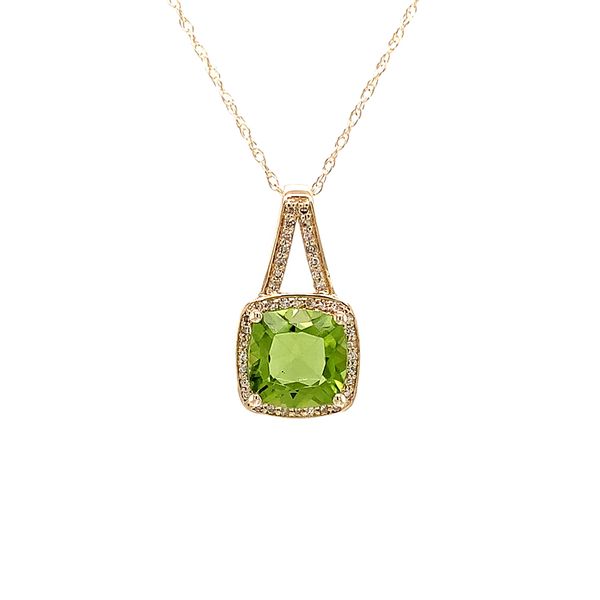 Peridot And Diamond Halo Pendant Image 3 Geralds Jewelry Oak Harbor, WA