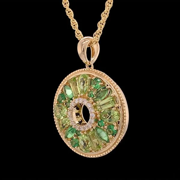 Yellow Gold Tsavorite Garnet, Peridot And Diamond Pendant Image 2 Geralds Jewelry Oak Harbor, WA