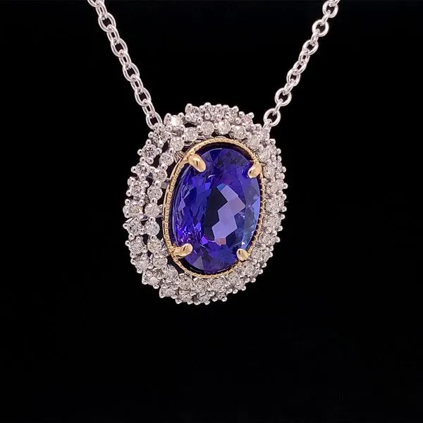 Platinum and Yellow Gold Tanzanite And Diamond Slide Pendant Image 2 Geralds Jewelry Oak Harbor, WA