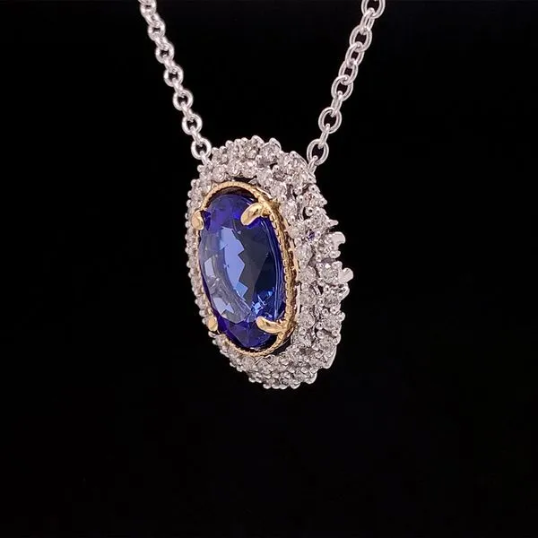 Platinum and Yellow Gold Tanzanite And Diamond Slide Pendant Image 3 Geralds Jewelry Oak Harbor, WA