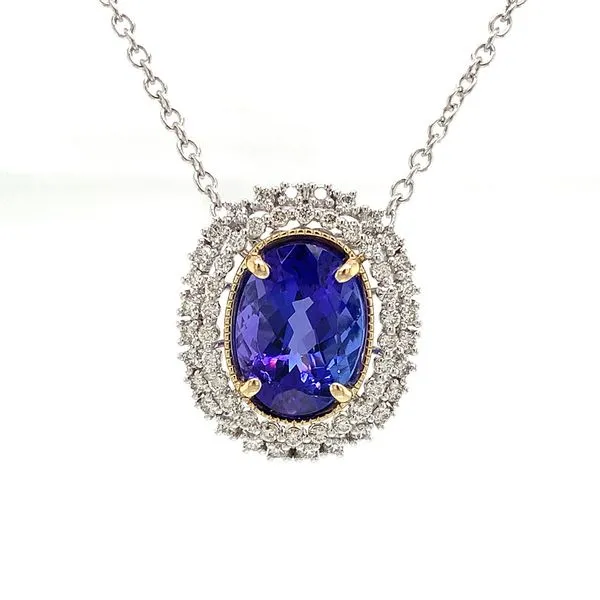 Platinum and Yellow Gold Tanzanite And Diamond Slide Pendant Image 4 Geralds Jewelry Oak Harbor, WA