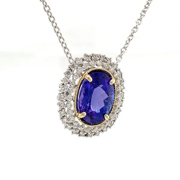 Platinum and Yellow Gold Tanzanite And Diamond Slide Pendant Image 5 Geralds Jewelry Oak Harbor, WA