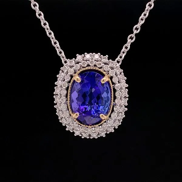Platinum and Yellow Gold Tanzanite And Diamond Slide Pendant Geralds Jewelry Oak Harbor, WA