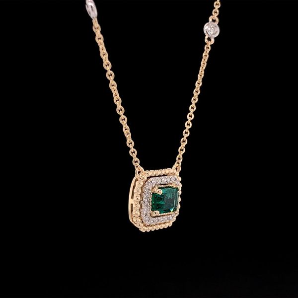 Emerald And Diamond Station Pendant Image 2 Geralds Jewelry Oak Harbor, WA