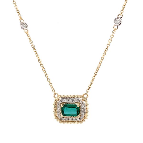 Emerald And Diamond Station Pendant Image 5 Geralds Jewelry Oak Harbor, WA