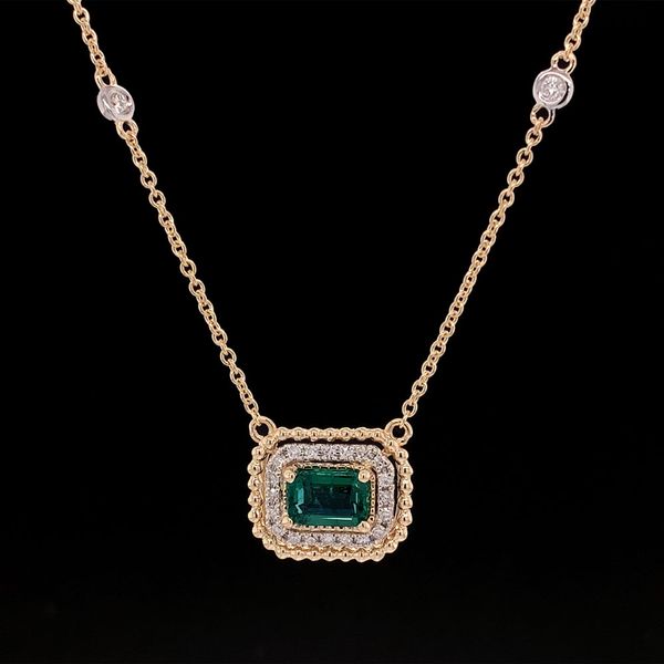 Emerald And Diamond Station Pendant Geralds Jewelry Oak Harbor, WA