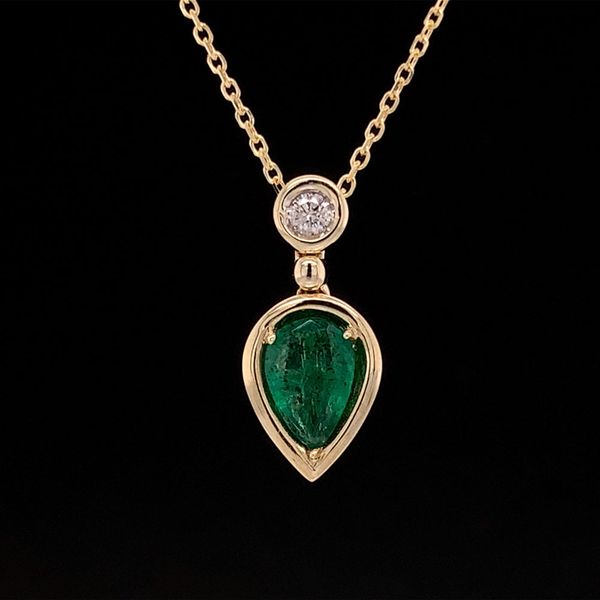 Pear Shape Emerald And Diamond Pendant Geralds Jewelry Oak Harbor, WA