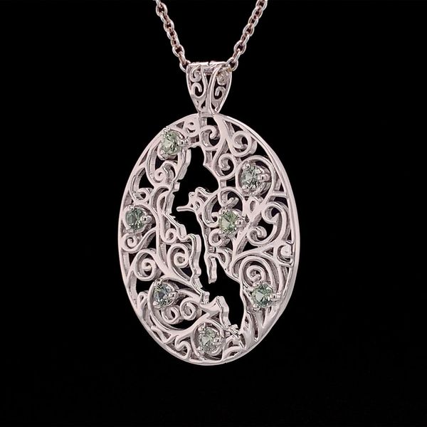 Whidbey Island Filigree Montana Sapphire Pendant Image 3 Geralds Jewelry Oak Harbor, WA