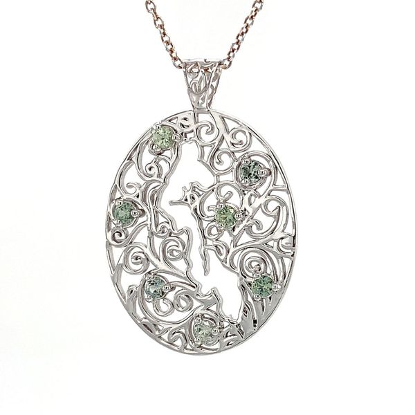 Whidbey Island Filigree Montana Sapphire Pendant Image 4 Geralds Jewelry Oak Harbor, WA
