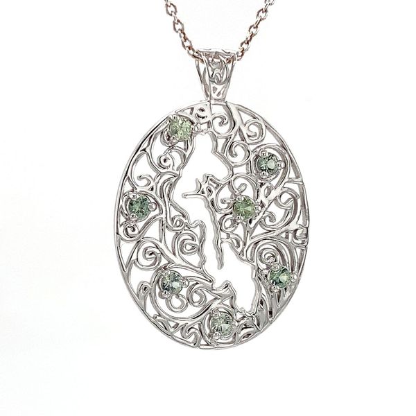 Whidbey Island Filigree Montana Sapphire Pendant Image 5 Geralds Jewelry Oak Harbor, WA