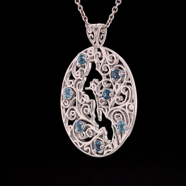 Whidbey Island Filigree Blue Topaz Pendant Image 3 Geralds Jewelry Oak Harbor, WA