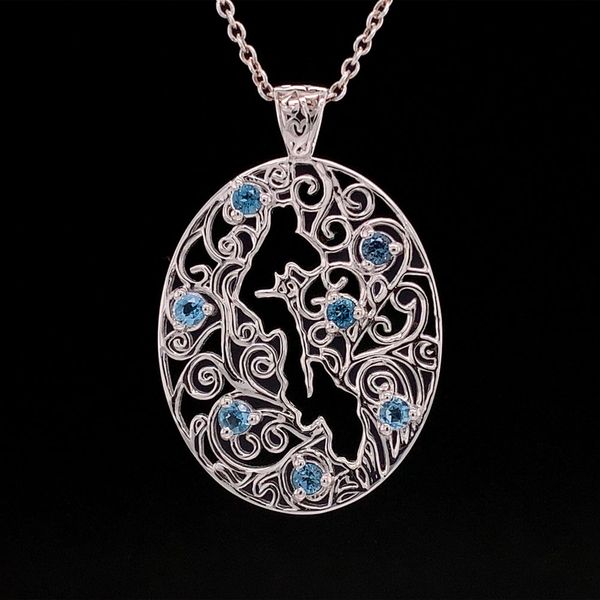 Whidbey Island Filigree Blue Topaz Pendant Geralds Jewelry Oak Harbor, WA