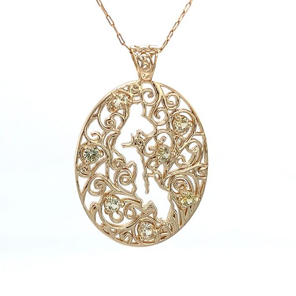 Whidbey Island Filigree Yellow Montana Sapphire Pendant Image 4 Geralds Jewelry Oak Harbor, WA