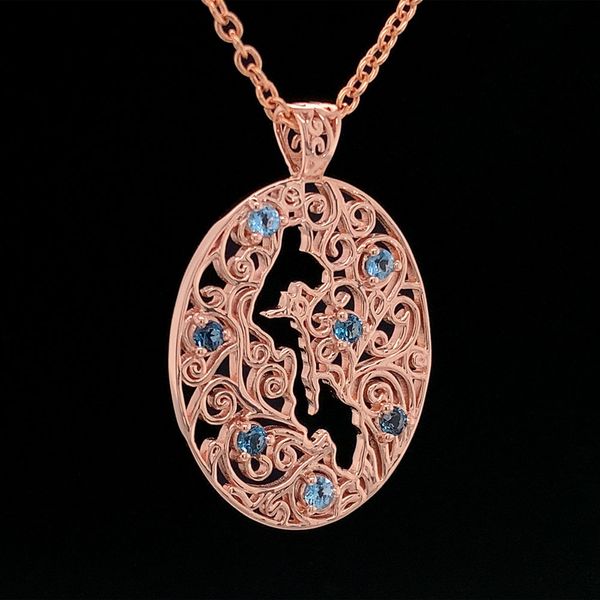 Whidbey Island Filigree Blue Topaz Pendant Image 3 Geralds Jewelry Oak Harbor, WA