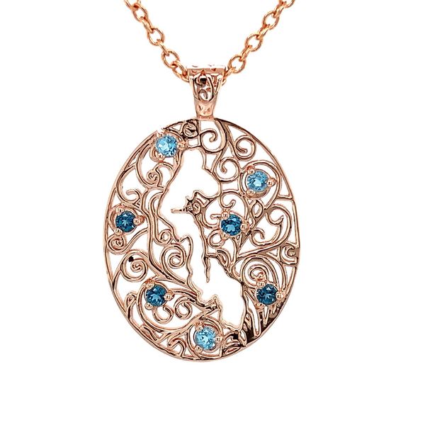 Whidbey Island Filigree Blue Topaz Pendant Image 4 Geralds Jewelry Oak Harbor, WA