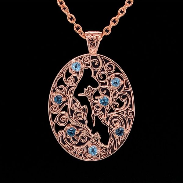 Whidbey Island Filigree Blue Topaz Pendant Geralds Jewelry Oak Harbor, WA