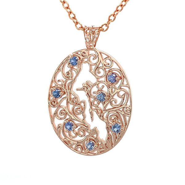 Whidbey Island Filigree Yogo Sapphire Pendant Image 5 Geralds Jewelry Oak Harbor, WA