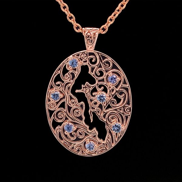 Whidbey Island Filigree Yogo Sapphire Pendant Geralds Jewelry Oak Harbor, WA