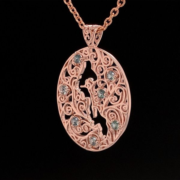 Whidbey Island Filigree Montana Sapphire Pendant Image 3 Geralds Jewelry Oak Harbor, WA
